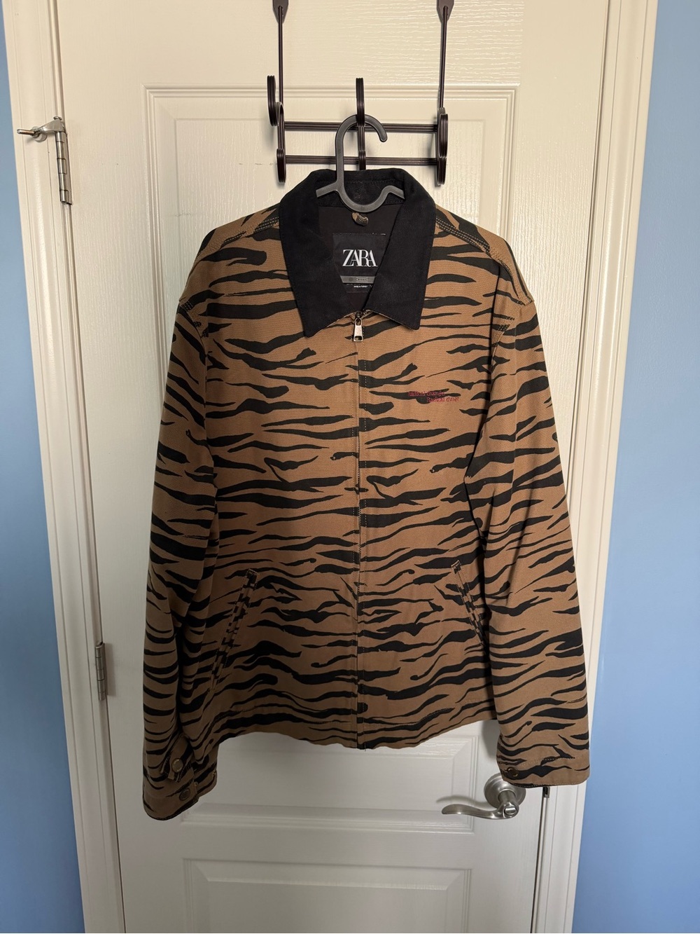 ZARA Brown and Black Tiger-Stripe Bomber Jacket